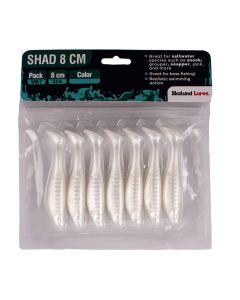 Señuelos gomas robalo y lobina Skalund Shad 8 cm (paq. c/7) - White