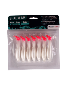 Señuelos gomas robalo y lobina Skalund Shad 8 cm (paq. c/7) - White Pink