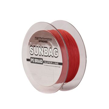 Linea trenzada Sunbag, 1000 mts, Roja, disponible: 12, 15, 20, 25, 30, 40, 50, 60, 80, 100 lb